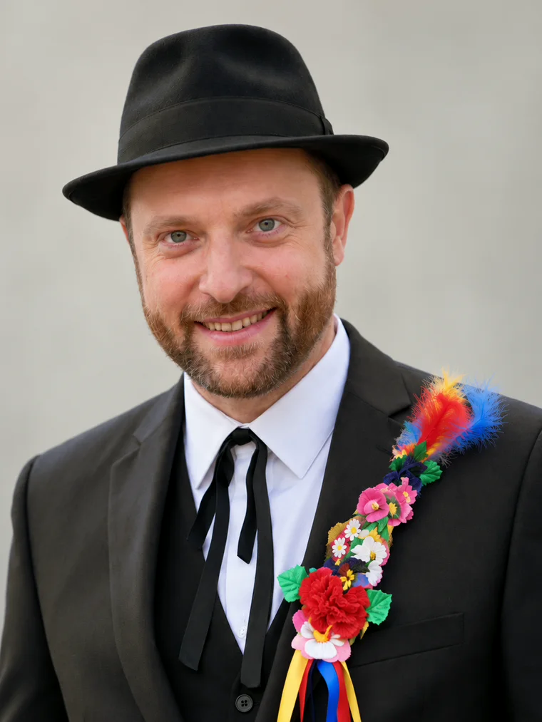 Christian Hoffart mit Hut und Blumenband